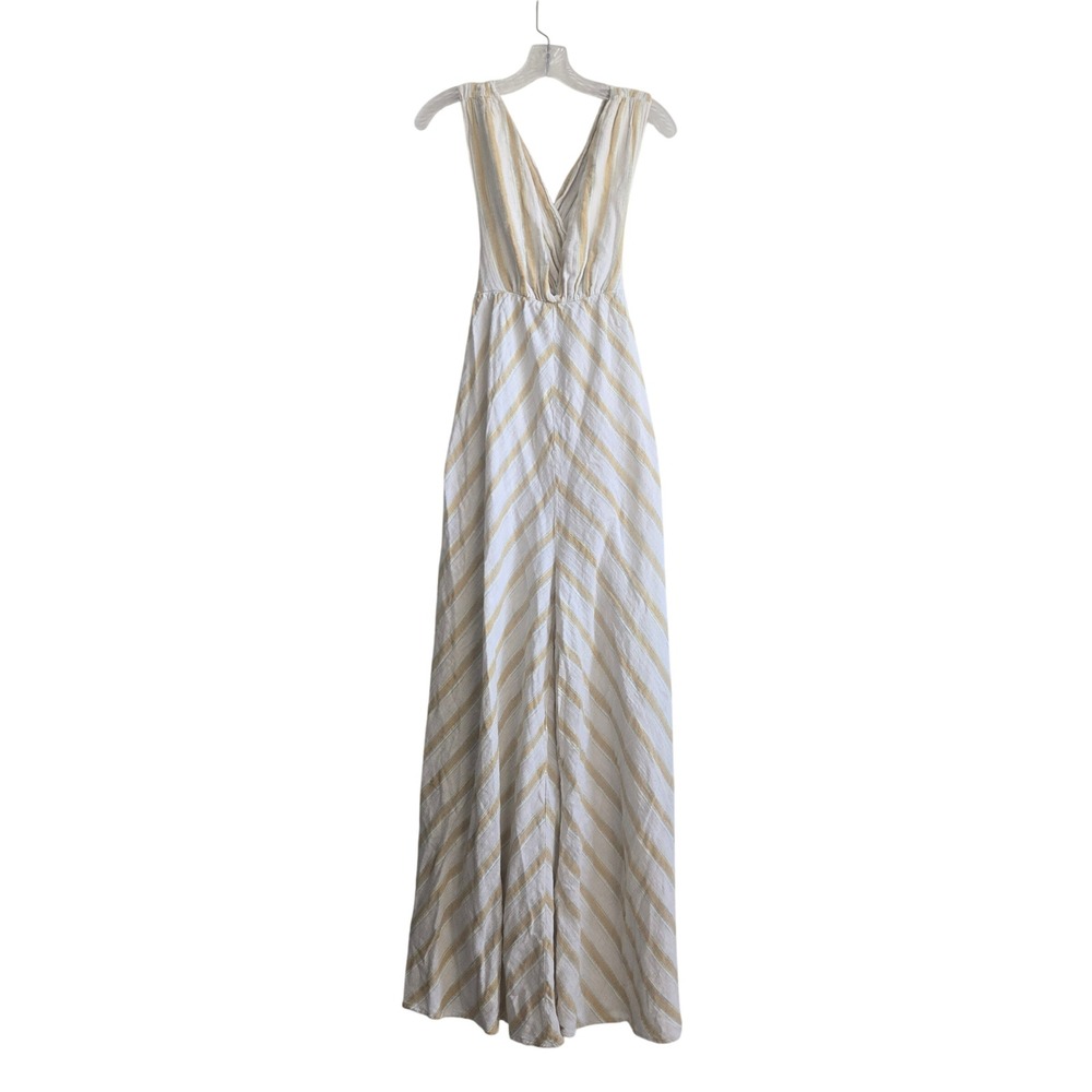Free People 2 Veronica Wide Leg‎ Jumpsuit Women Yellow Striped Boho Sleeveless